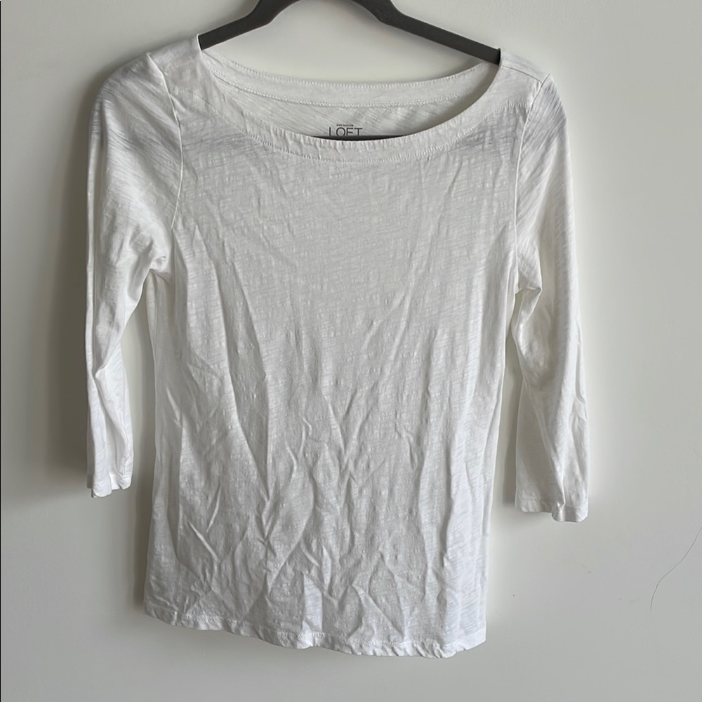 LOFT Women's White 3/4 Sleeve Blouse